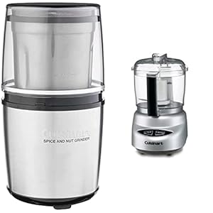 Cuisinart SG-10 Electric Spice-and-Nut Grinder, Stainless/Black & DLC-2ABC Mini-Prep Plus 24-Ounce Food-Processors, 3 Cup, Brushed Chrome and Nickel
