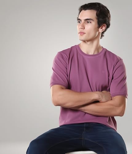 Image of TURMS Men's Ice Cool Tech Round Neck T-Shirt, Odor Control, Stretchable & Breathable, Cotton Rich Fabric, Half Sleeve
