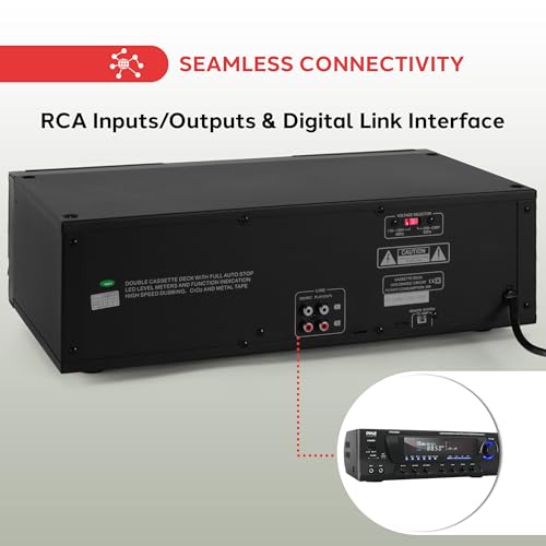 image for Pyle Home Digital Dual Cassette Deck Media Player Music Recording Devi