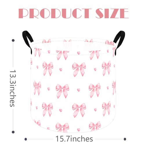 Image of MAIZMZ 3 Pack Pink Storage Baskets for Girls Room, Round Laundry Basket with Handles,Toy Organizer Bin with Water-Resistant Lining, Foldable Nursery Basket for Clothes, Toys, Gifts, Bedroom