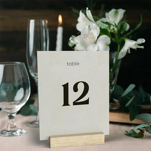 Tidita Place Card Holder 4.8x1.2x1- Wood Acrylic Sign Holders 10 Pack - Oak Wood Table Card Display Stands, Perfect for Table Number Signs, Wedding Party Events (Natural Color Pack10)
