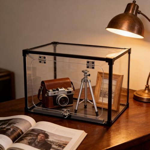 Vibeo Cajas de Metacrilato Vitrina Acrílica con Bisagra y Puerta, Caja de Almacenamiento Acrílica con Cerradura para Juguetes, Caja Transparente para Mostrador de Ancho(65x50x50cm/26x20x20in)