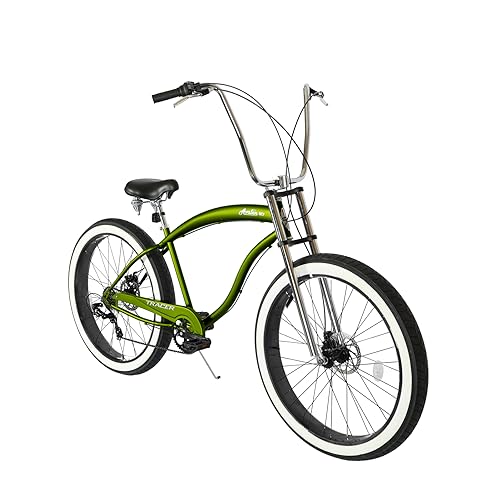 Bicicleta Tracer 1 Cruiser Playera, 7 velocidades con frenos de disco, ruedas de 26 pulgadas, color verde miniatura 2