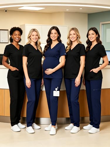 Image of PACBREEZE Women's Maternity Scrubs with 6 Pockets, Workwear Maternity Jogger Scrubs Pregnancy Pants, S-XXL