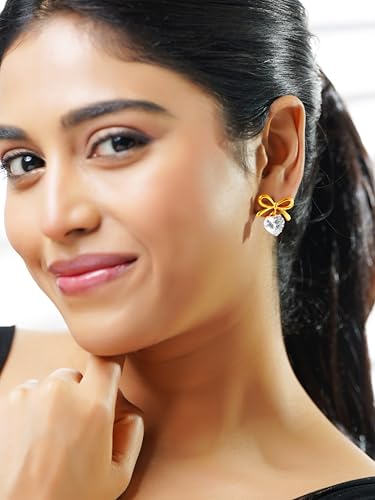 Image of 18K Gold Plated Heart Earrings for Women & Girls | Heart Hoops, Studs & Huggies | Waterproof and Anti Tarnish Jewellery | Valentines Gift for Girlfriend | Gifts for Women | 1 Year Warranty*