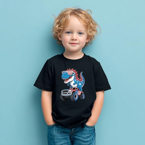 Image of Boys Constitution Day 250 Anniversary USA Shirt Independence Shirt 3-8T | for Kids Boys Girls Toddlers 3T-8T, 4th of July Dinos Flag Patriotic Tee, Independence Day