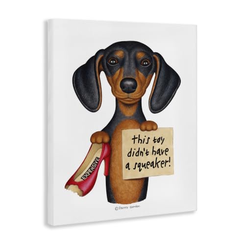 Image of Stupell Industries Funny Dachshund Shoe Joke, 36 x 48 Inch Canvas Wall Art