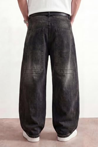 Image of GINGTTO Men's Baggy Barrel Jeans Wide Leg Y2K Denim Pants | Loose Fit Streetwear Casual Hip Hop Skater Vintage Style