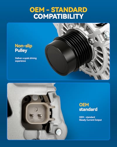 Image of PHILTOP Alternator Compatible with 11440N Dodge Journey 2018 Replacement 11440N 12V 160Amp CW 6-Groove Pulley