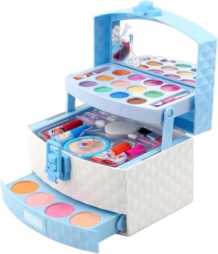 Eculcki アナと雪の女王 子供用化粧品セット 引き出し式 防塵 子供メイクアップセット ままごと キッズコスメセット おもちゃ クリスマス・お誕生日プレゼント 小さい化粧台 ごっこ遊び メイクアップ ガールズコスメ玩具 プリンセスプレイハウス 知育