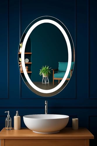 Image of Creative Arts n Frames LED Wall Mount HD Mirror with 3 Color Light Tone for Home Wall Living Room Bedroom Bathroom Hotel Decor Items (18x24 inch Oval)