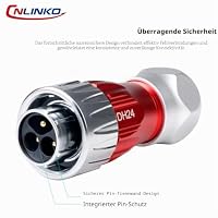 CNLINKO DH-24 3 Polig Industrielle Wasserdichte Steckverbinder, IP68 Rundsteckverbinder, Hartmetall Anti-Interferenz Gehäuse, Schnellsteck Aviation-Stecker, M24 Panel Montage-Flanschbuchse – Ansicht 2