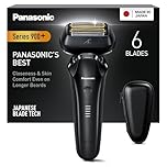 Panasonic ES-LS6A-K803 Nass- und Trockenrasierer mit 6 Klingen für Männer, kabelloser Premium-Rasierer, reaktionsschneller Bartsensor, Klingen aus japanischem Stahl, Multi-Flex-22D-Kopf, Mattschwarz