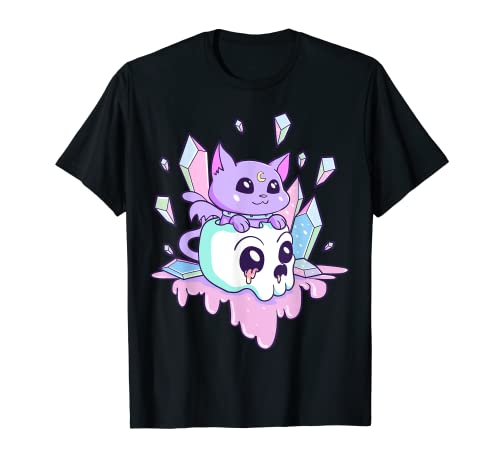 Kawaii Gato Brujero Lindo Pastel Gato Gótico Espeluznante Camiseta Cover