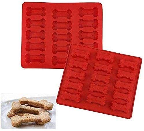 Dog Mold 1 Tray with Bones And with Paws Silicone Treats for Pets (Red) Pack of 2