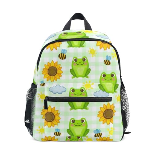 GAIREG Cute Cartoon Frogs Toddler Girl Backpack with Name Tag Small Travel Bookbag 3-5 Years