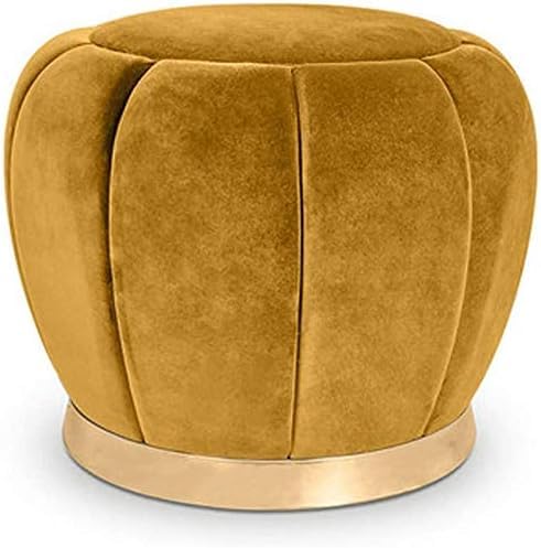 Taburete tapizado, taburete moderno minimalista de tela para el hogar, probador y maquillaje, taburete bajo redondo de 15.7 x 15 pulgadas