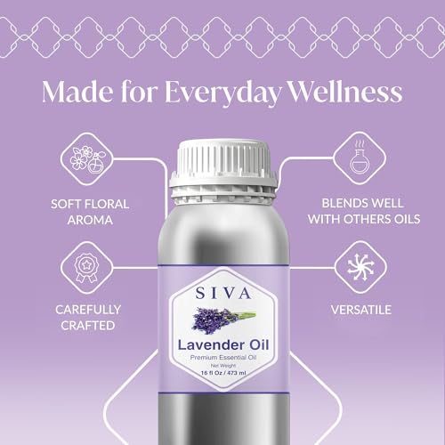 Image of Siva Lavender Essential Oil 16 Fl Oz - for Diffuser, Skin & Hair Care - Ideal for Massage & DIY Blends