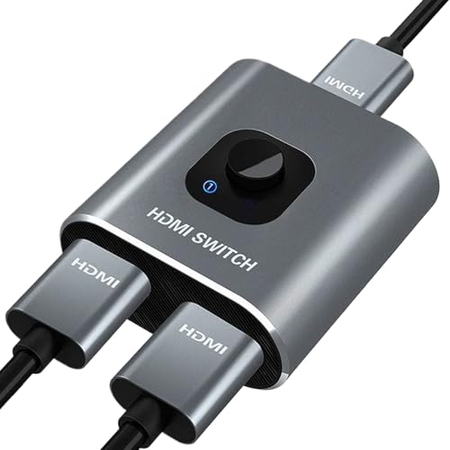 Divisor HDTV – Adaptador de 2 entradas 1 salida | Adaptador de pantalla Plug and Play – para ordenador portátil, monitor de TV estudio, aula, sala de control, videoconferencia