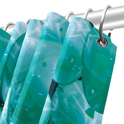 Rideau de douche textile vert et jaune idéal pour baignoire familiale - 6