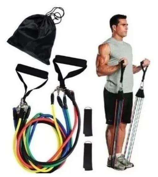 Kit Elásticos 11 Peças Exercícios Musculação Yoga Pilates Veidoorn Extensor Elástico Tubo