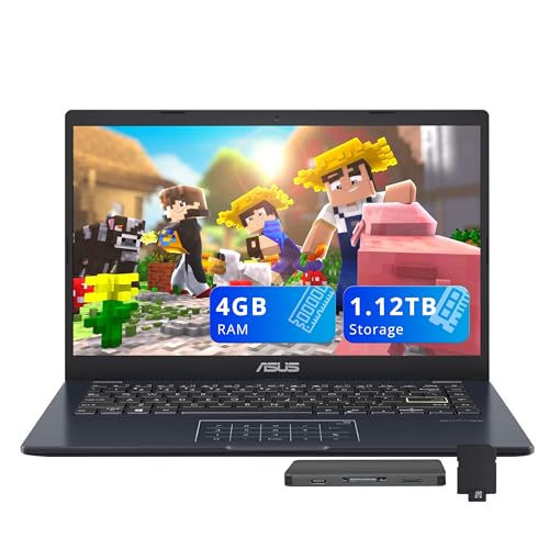 Image of ASUS Vivobook Go 14 inch FHD Business Laptop, Intel Celeron N4500, 4GB RAM, 1.12TB Storage (128GB eMMC + 1TB Docking Station Set), Intel UHD Graphics, Number Pad, HD Webcam, Wi-Fi, Windows 11, Star Black