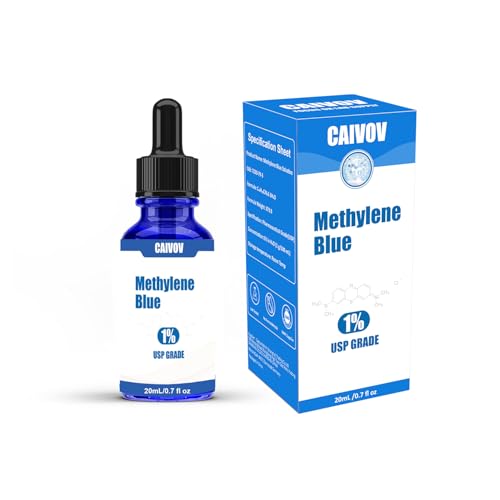 Methylene Blue Pharmaceutical Grade 1%, USP Grade Methylene Blue Drops, Third-Party Tested, No Formaldehyde, Glass Bottle 20 ML, 0.7 FL OZ