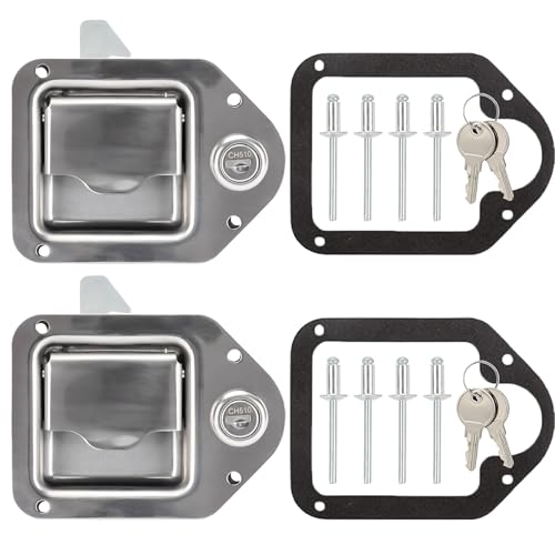 Lonffery Truck Tool Box Latch Stainless Steel Toolbox Paddle Lock Replacement Handle with Keys for RV Truck Trailer UTV ATV Box (2 Pack)