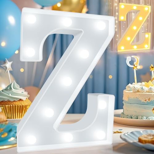 Image of Pooqla LED Marquee Letter Lights, Warm White and Cool White Decorative Lighted Letters, Light Up Alphabet Letters for Boys Girls, Party, Wedding, Bar, Night Light, Birthday Decoration, Letter Z