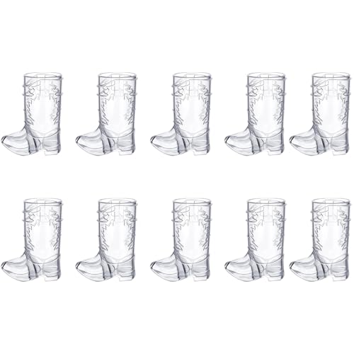 ZGDEIWGF Lot de 10 gobelets en plastique transparent pour bottes de cowboy, gobelets à bière amusants, mini gobelets de cowboy, décorations de fête