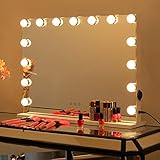 💎2-FNS Intelligente Touchscreen-Steuerung Spiegel -- mit 15 stücke LED-Glühbirnen. Schalten Sie das Licht durch Berühren des mittleren Sensors im Spiegel ein / aus. Die Größe des Schminkspiegels ist 58x46 cm, groß genug für den Schminktisch.