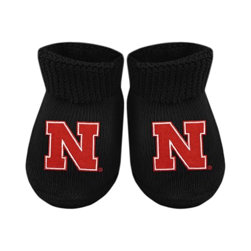 Baby Bootie Sock - Nebraska Cornhuskers - Black - Newborn - 6 Mos