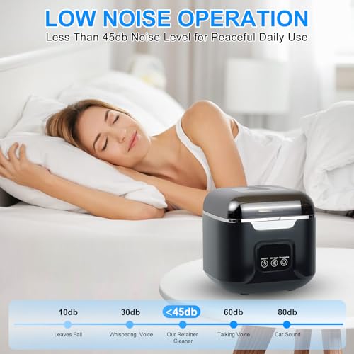 Image of PIGETALE Ultrasonic Retainer Cleaner Machine 48kHz, 240ML, 24W, 3 Modes | Dental Cleaning Pod Denture Mouth Guard Aligner Night Guard Braces Toothbrush Heads Jewelry UV Cleaner with Digital Timer