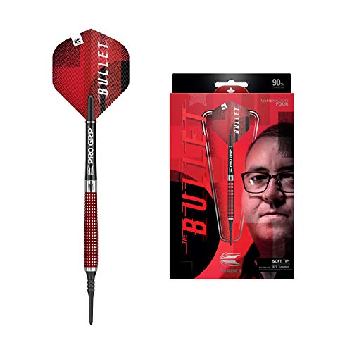 Target Darts Stephen Bunting Gen 4 18G 90% Tungsten Soft Tip Darts Set, Silver and red (210103)