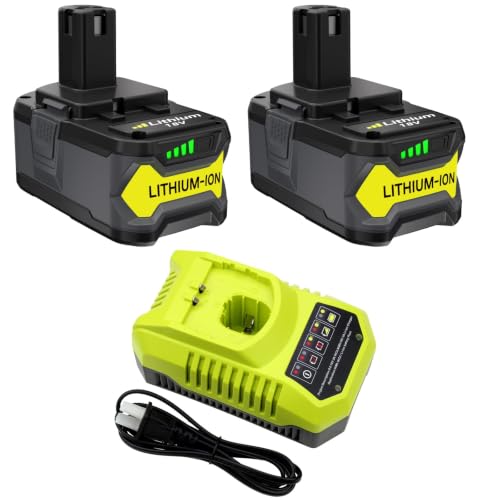 Image of 2Pack 8000mAh High Capacity Replacement for Ryobi 18V Battery and Charger Compatible with Ryobi 18V ONE+ Lithium Battery P108 P104 P105 P102 P103 P122 P109 Cordless Power Tools and Charger