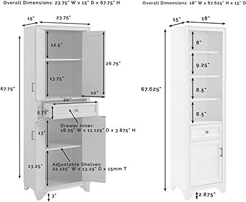 Crosley Furniture Kf33006Wh Tara 3-Piece Pantry Set With Pantry And 2 Linen Cabinets, Distressed White #TOP4