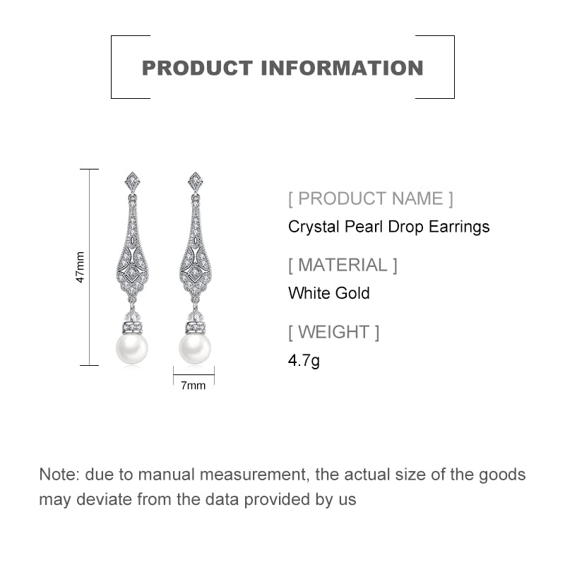 14K Gold Crystal Pearl Drop Earrings for Women,Dainty Freshwater Teardrop Crystal Long Dangle Earrings,Fashion Jewelry Gift for Her2