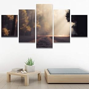 SIGNWIN 5 Panel Canvas Wall Art Dramatic Forest...