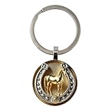 Llavero del Año del Caballo - Colgante de herradura de metal chapado en oro 2D, llavero de la suerte con diseño duradero | Accesorio plano de buena suerte Símbolo de fuerza artística Regalo para los a