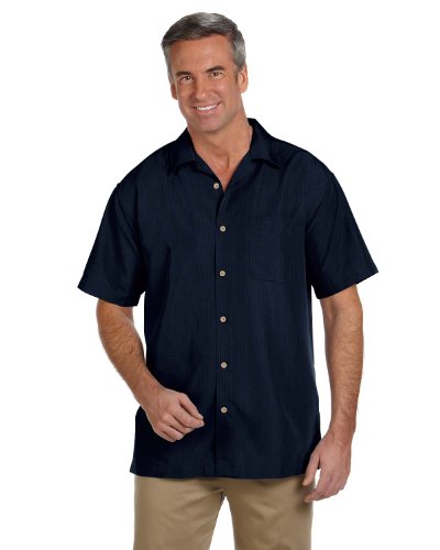 Harriton Mens Barbados Textured Camp Shirt M560 -NAVY 2XL