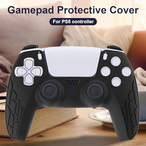 Image of TMG Anti-Slip Controller Silicone Skin for Ps5, Ergonomic Rubber Protective Case with 2 PC Matching Thumb Grips (Black)