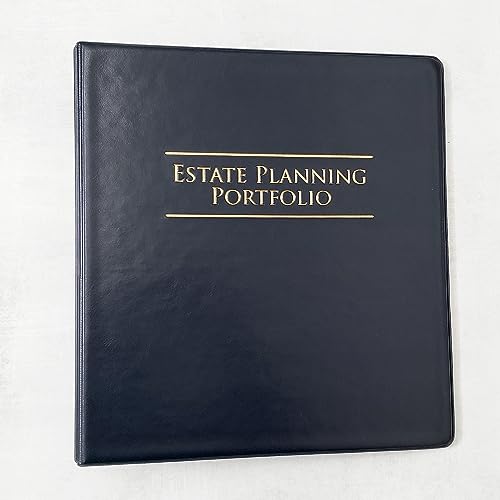 Estate Planning Portfolio 3-Ring Binders Leather Like Feel with Gold Debossed Title. Dividers and Sheet Protectors Included (Estate Planning Portfolio Navy 1 1/2 Capacity)