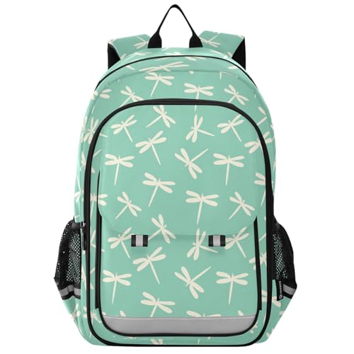 girls backpack purses for kids 8-12: large capacity book bags for book bags for teenage girls boys in assorted colors - Oliver Jeffers Style Dragonfly Marshmallow Jade