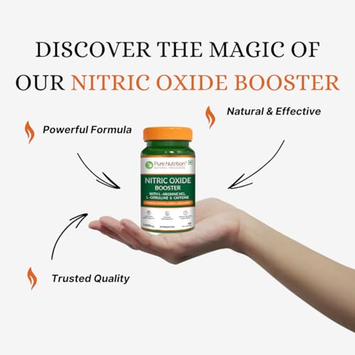 Image of Pure Nutrition Nitric Oxide Booster Supplement 1400mg | Nitric Oxide Booster for Men and Women With L-Arginine, L Citrulline & Caffeine For Muscle Growth Recovery, Immune Booster & Energy Management - 60 Veg Capsules