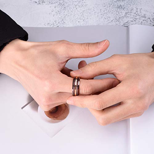 Image of King Will Tungsten Carbide Wedding Band for Men Women-6 /8 /10mm Width Multicolor Available with Grooved Center Wedding Ring Suitable for Work, Gym Comfort Fit Size 4-16