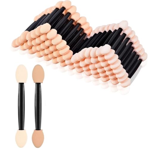 100pcs Eyeshadow Brush Applicators Make Up Beauty Head Dual-Sided Sponge Oval Tipped Cosmetic Tools Girls-6.2cm