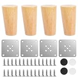 4 Pz Piedini per Mobili in Legno 8cm, Piedi per Mobili, Gambe per Mobilie, Gambe Tavolo, P...
