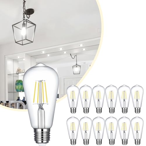 Image of ST19 LED Bulb 6W Equivalent 60W 4000k Neutral White 120V, 12PCS High Output ST19 LED Bulbs Dimmable, No Flicker ST 19 E26 Base Led Bulb, ST 19 LED Edison Light for Indoor Outdoor Lighting