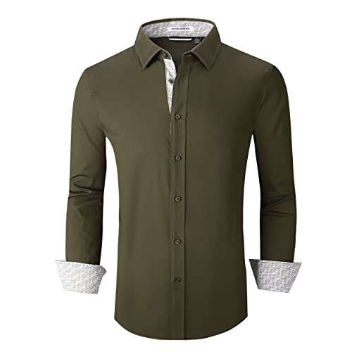 Alex Vando Mens Dress Shirts Regular Fit Long Sleeve Stretch Business Dress Shirts for Men