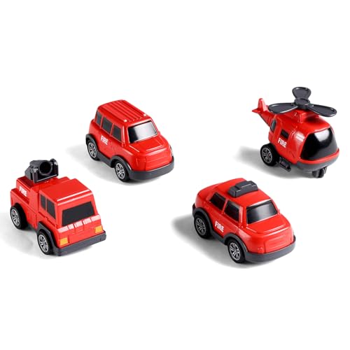 Image of Play Nation 5-in-1 Friction-Powered Truck Toy Set with Light&Sound-Educational Transport Carrier Vehicle for Kids 3 Years+,Emergency Rescue Toy for Girls&Boys,Birthday Gift (Fire,Red)